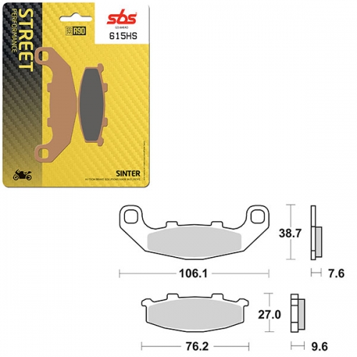 SBS PERFORMANCE HS SINTER FRONT BRAKE PAD (6250615108)