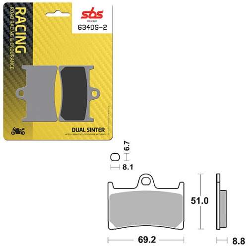 SBS DS-2 DUAL SINTER DYNAMIC RACING CONCEPT REAR BRAKE PAD (6410634108)