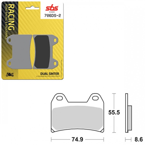 SBS DS-2 DUAL SINTER DYNAMIC RACING CONCEPT REAR BRAKE PAD (6410706108)